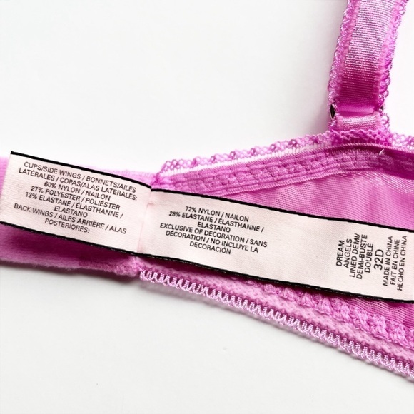 Victoria’s Secret Dream Angels Lined Demi Bra size 32D underwire pink gray lace - Picture 7 of 10